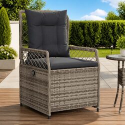 2-Piece Grey PE Rattan Garden Chairs with Adjustable Backrest