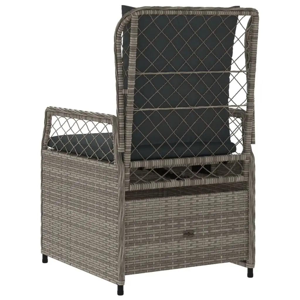 Reclining Garden Chairs PE Rattan Adjustable Backrest Cushioned 2 Piece Grey