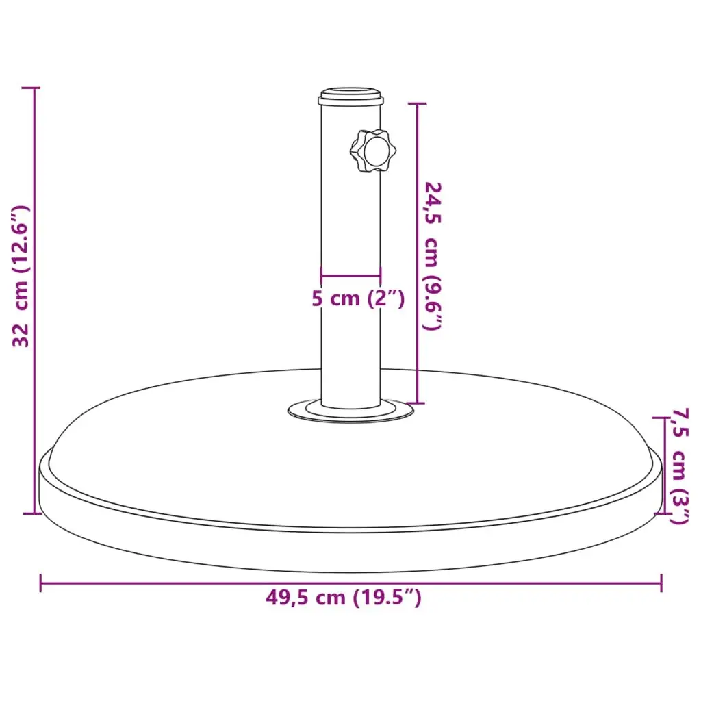 Parasol Base Concrete-filled Plastic 25 kg Black Ø32 Ø35 Ø38 mm Outdoor Garden