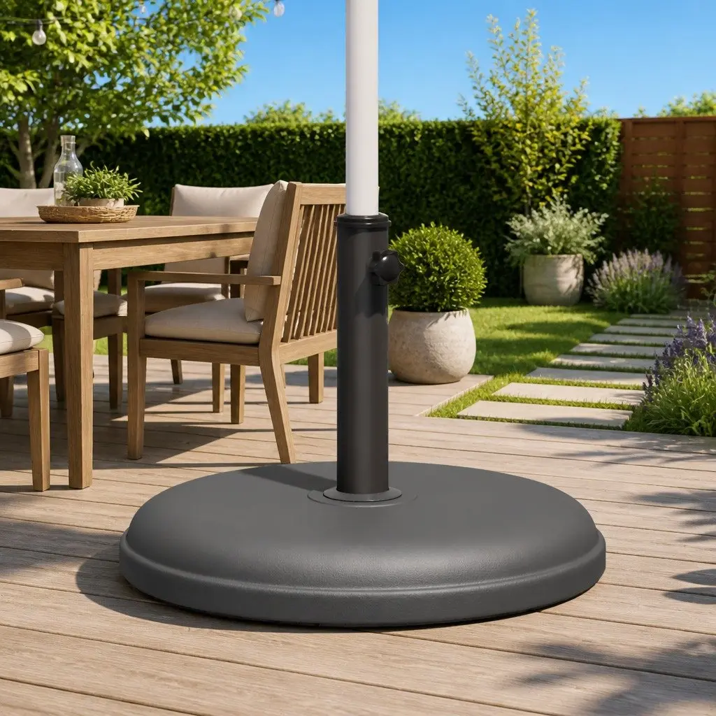 Grey Round Parasol Base for Stability
