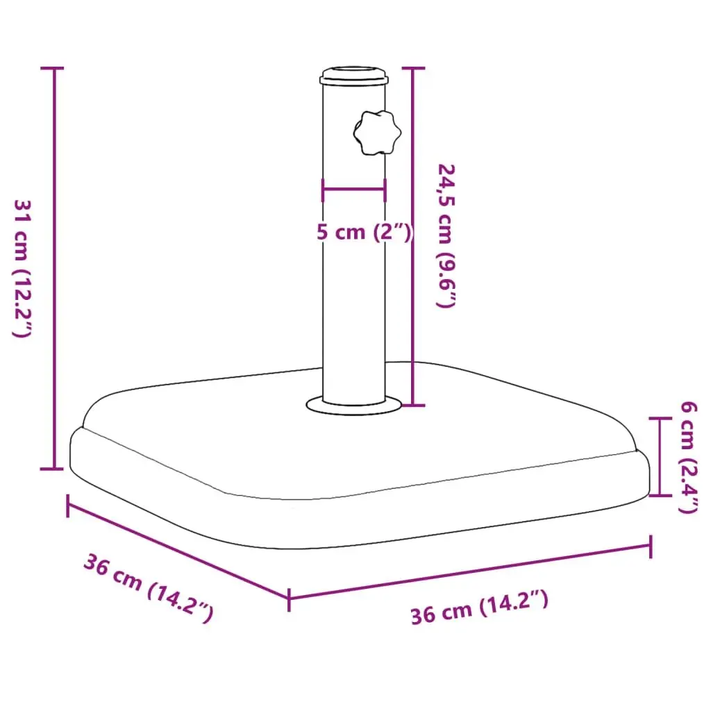 Square Parasol Base for Ø32/35/38 mm Poles