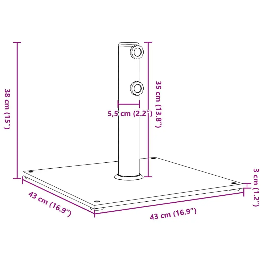 Square 17kg Parasol Base for Outdoor Umbrellas