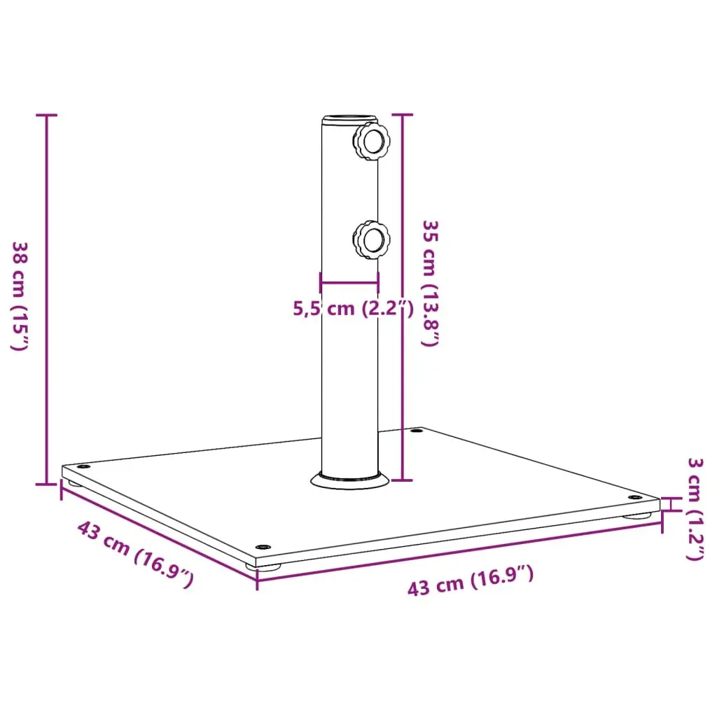 Grey Parasol Base with Pole Adapters