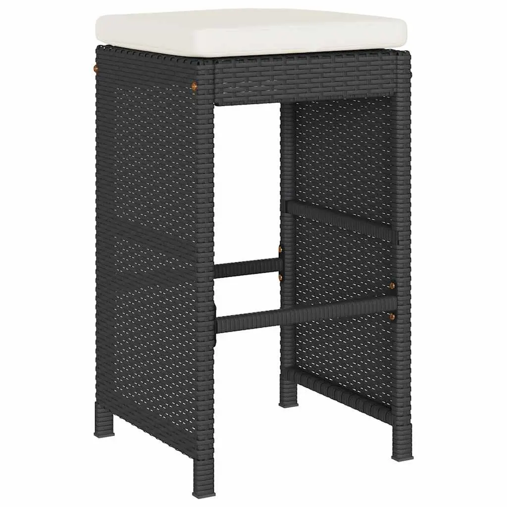 Black Poly Rattan Outdoor Bar Stools Set of 2