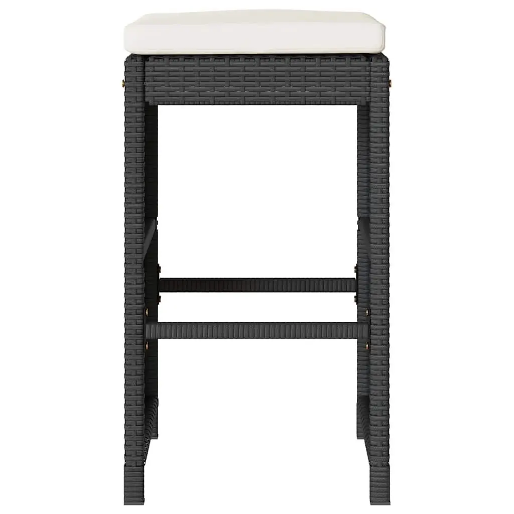 Black Poly Rattan Outdoor Bar Stools Set of 2