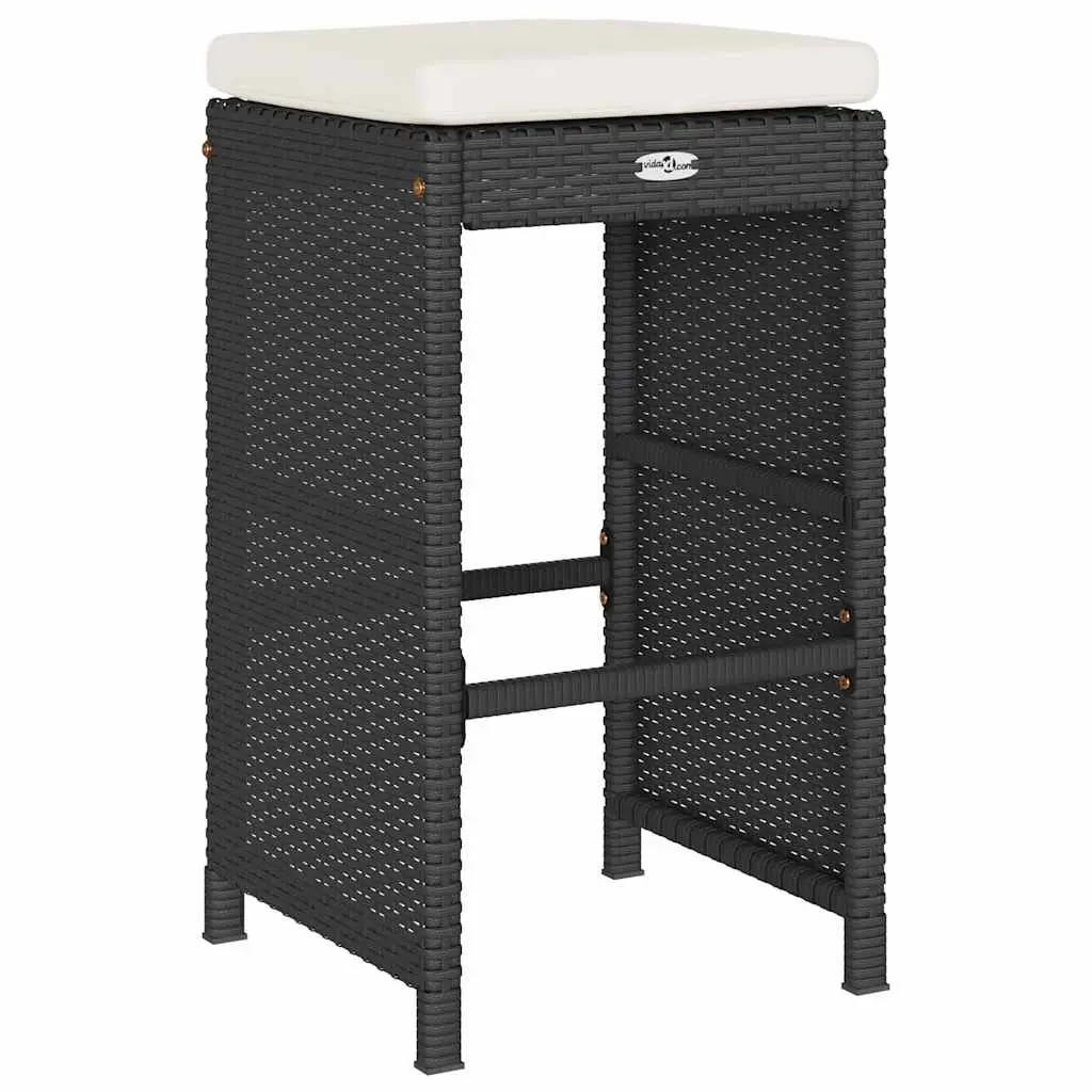 Black Poly Rattan Outdoor Bar Stools Set of 2