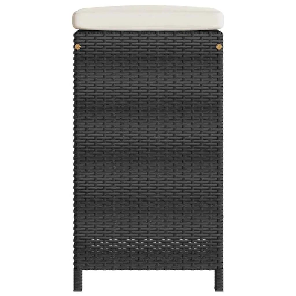 Black Poly Rattan Outdoor Bar Stools Set of 2