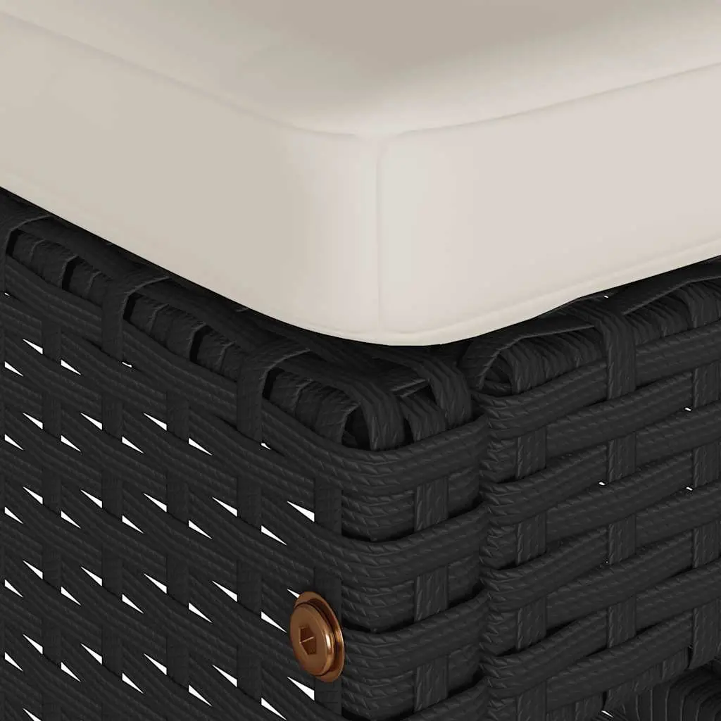 Black Poly Rattan Outdoor Bar Stools Set of 2