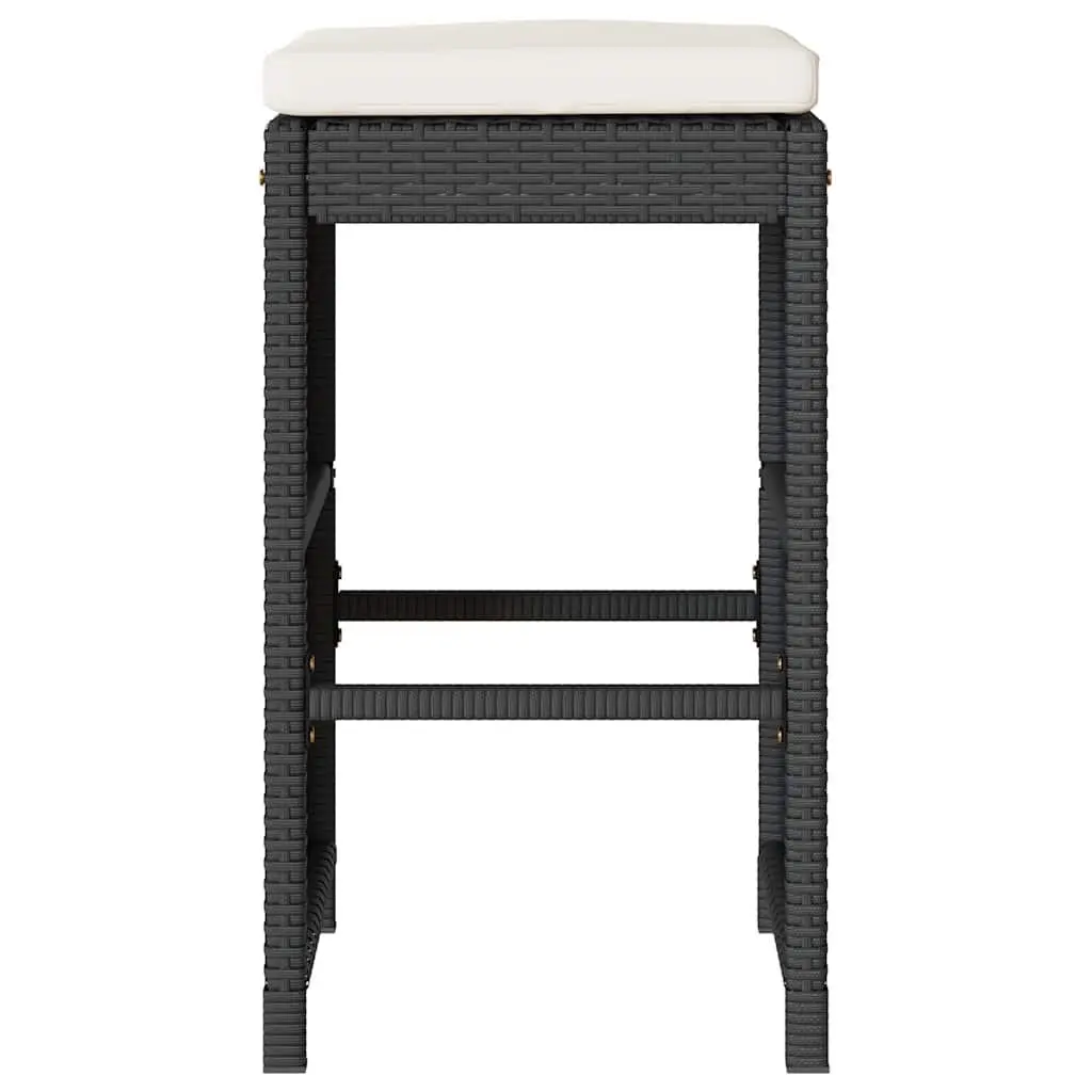 4-Piece Black Outdoor Bar Stool Set with Cushions