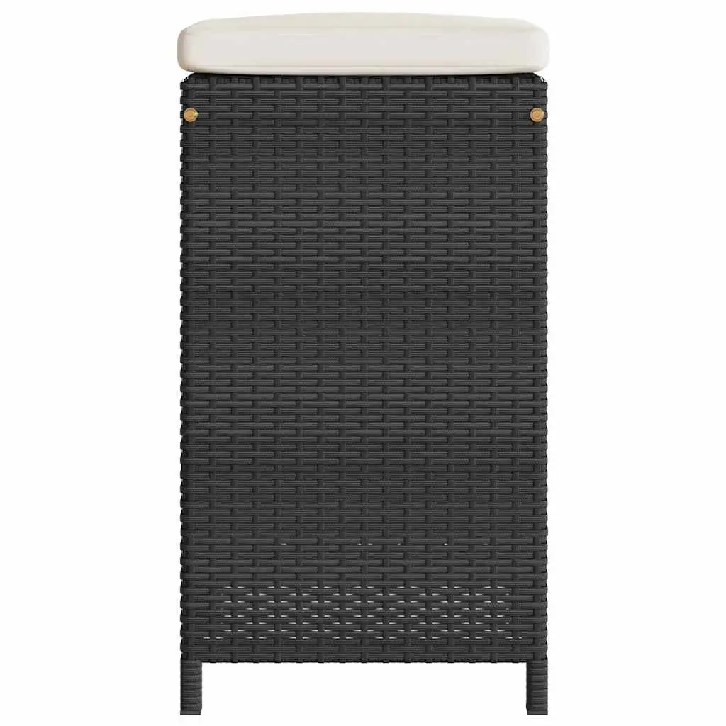 4-Piece Black Outdoor Bar Stool Set with Cushions