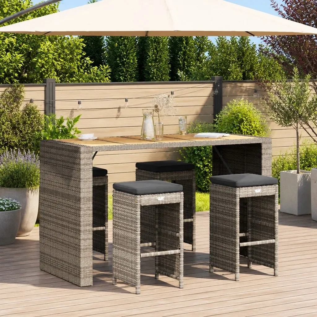 4-Piece Outdoor Bar Stools Set with Cushions