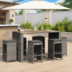 Stylish Garden Bar Stools Set of 6 with Cushions in Grey