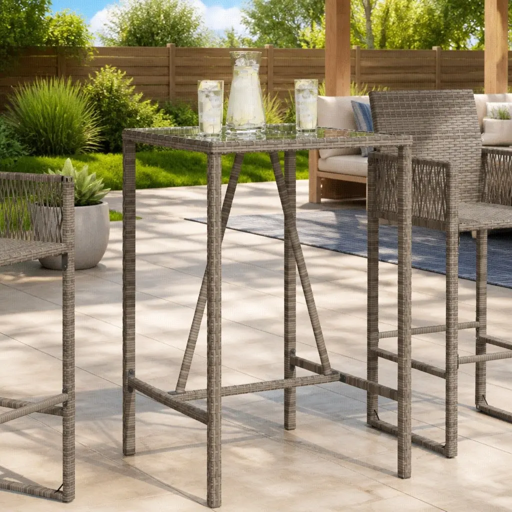 Grey Outdoor Bar Table for Patio or Garden