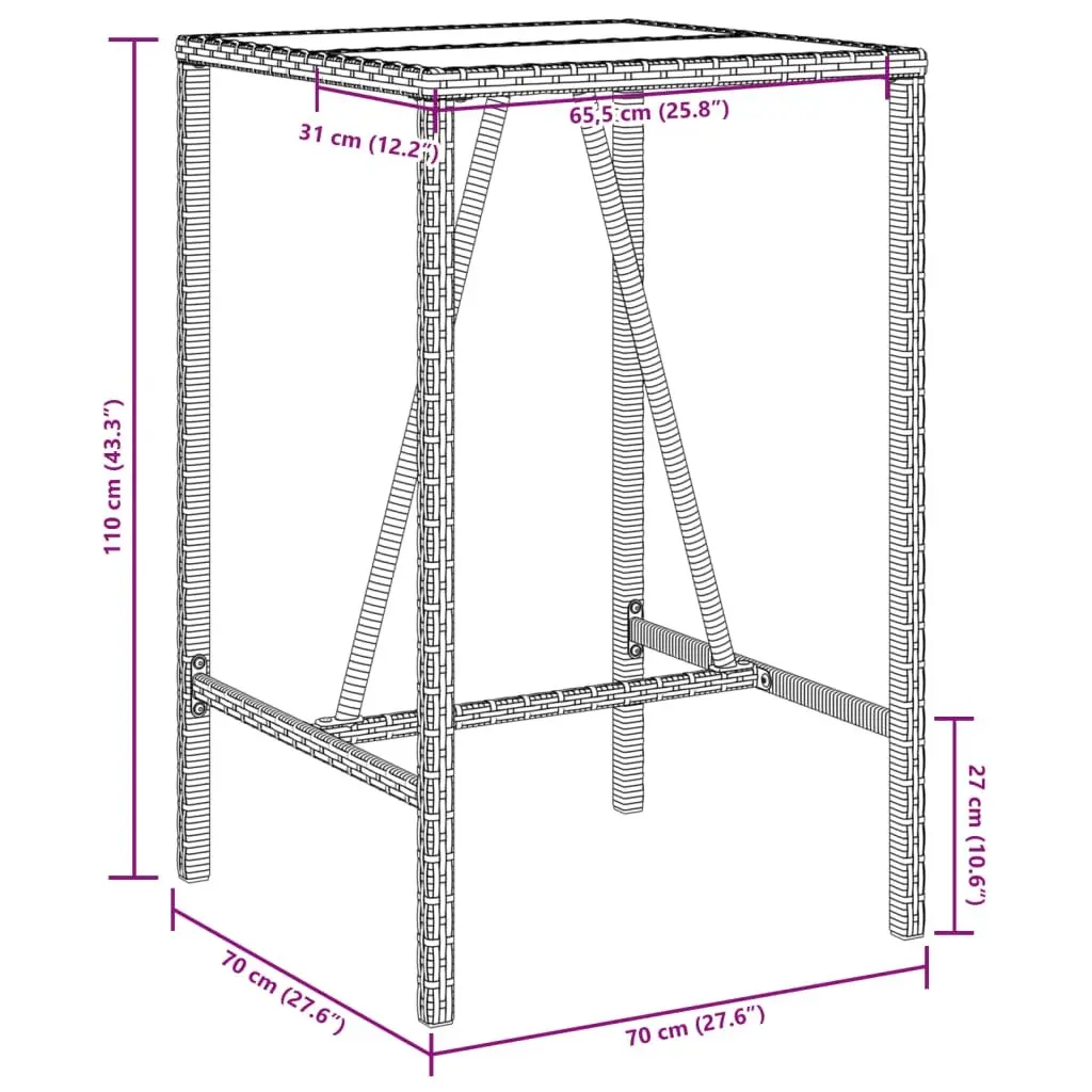 Grey Outdoor Bar Table for Patio or Garden