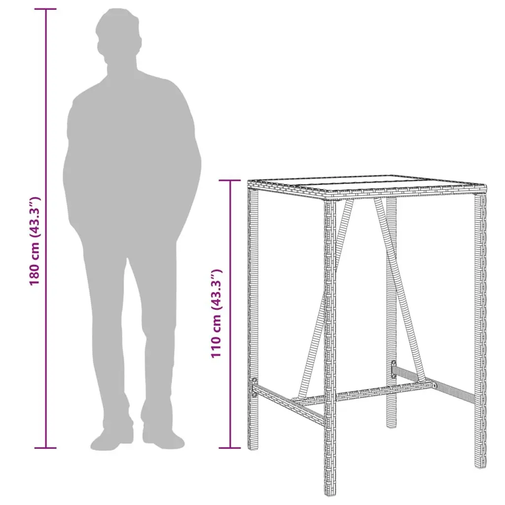 Grey Outdoor Bar Table for Patio or Garden