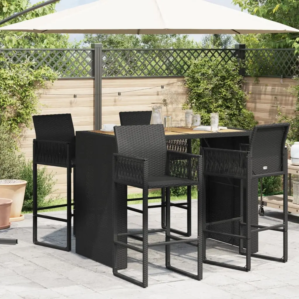 Outdoor Bar Table with Durable Poly Rattan Frame
