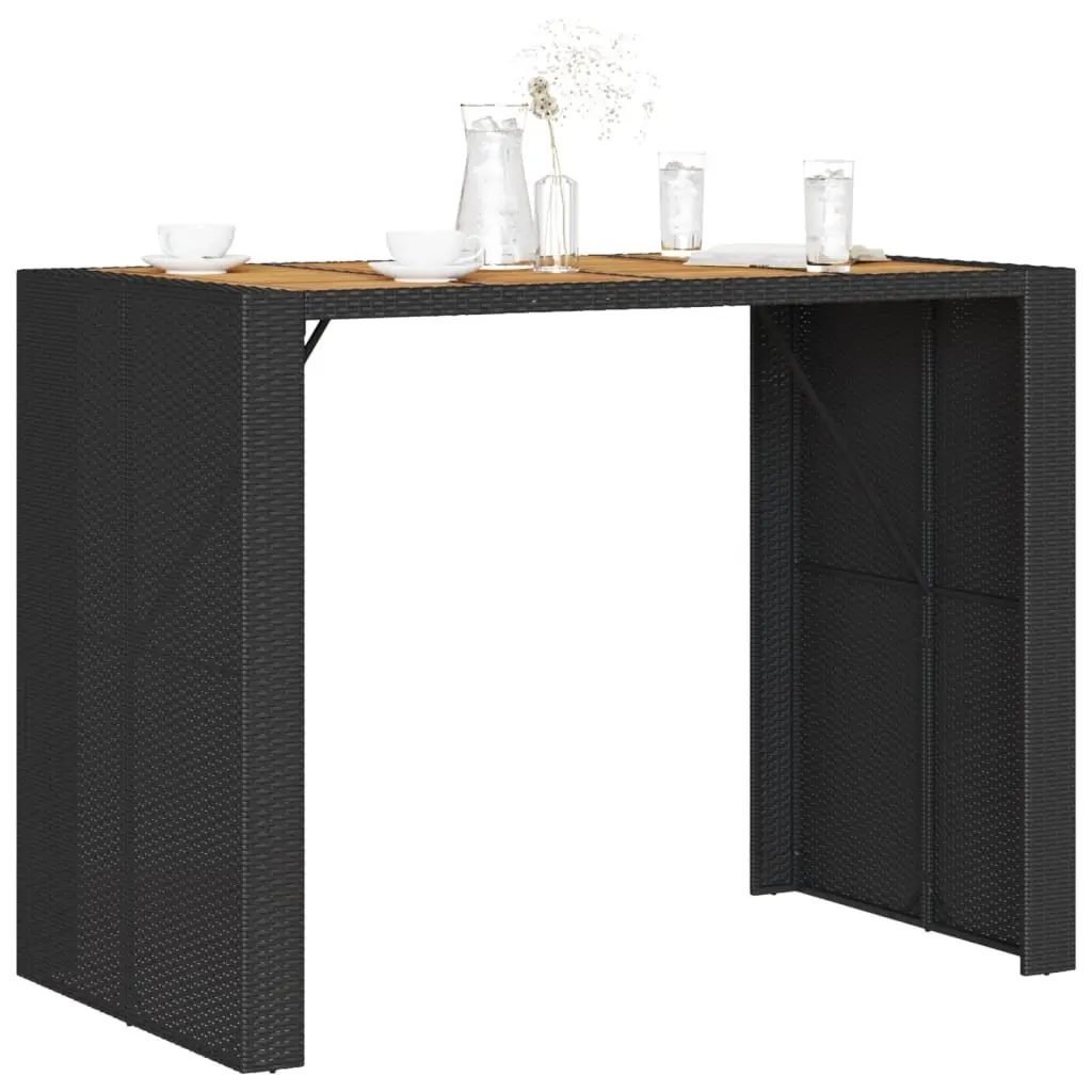 Outdoor Bar Table with Durable Poly Rattan Frame