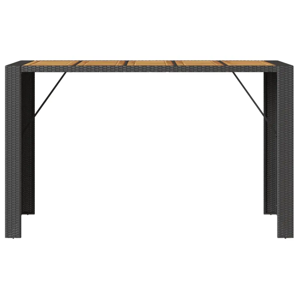 Garden Bar Table Acacia Wood Top Black Poly Rattan 185x80x110cm