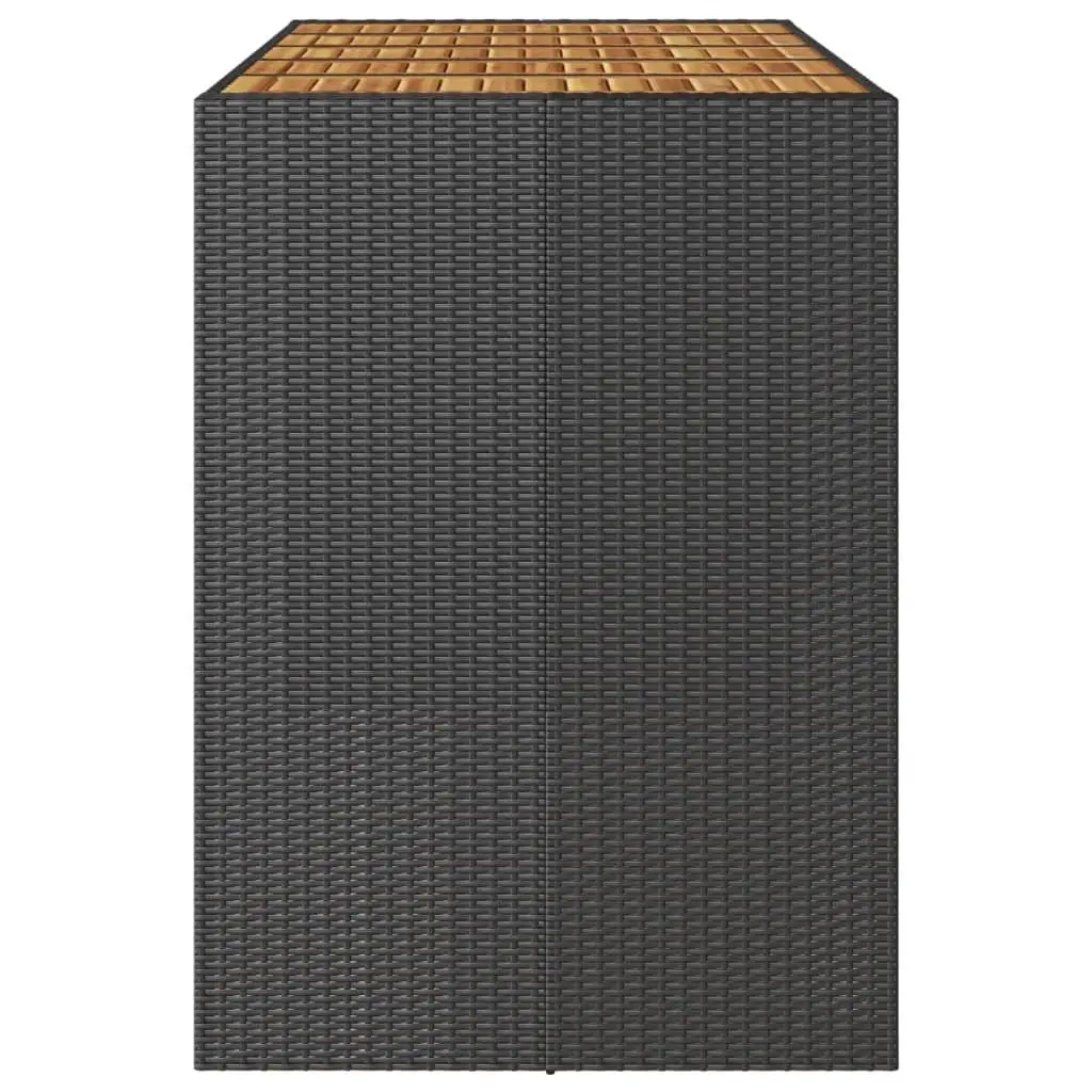 Garden Bar Table Acacia Wood Top Black Poly Rattan 185x80x110cm