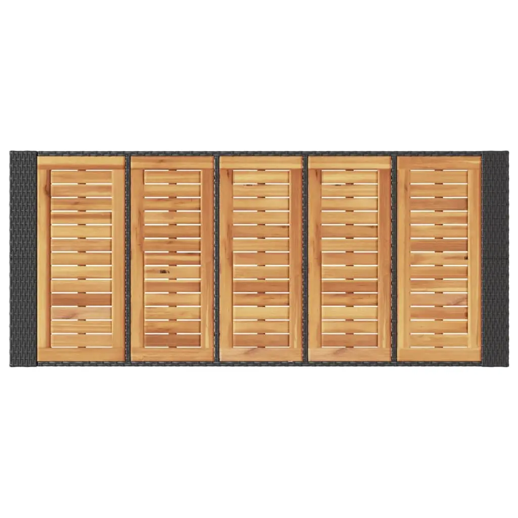 Garden Bar Table Acacia Wood Top Black Poly Rattan 185x80x110cm