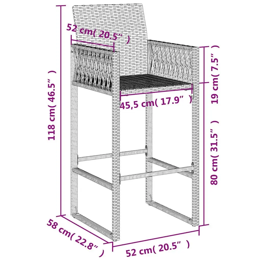 Outdoor Bar Stools Set of 2 with Armrests