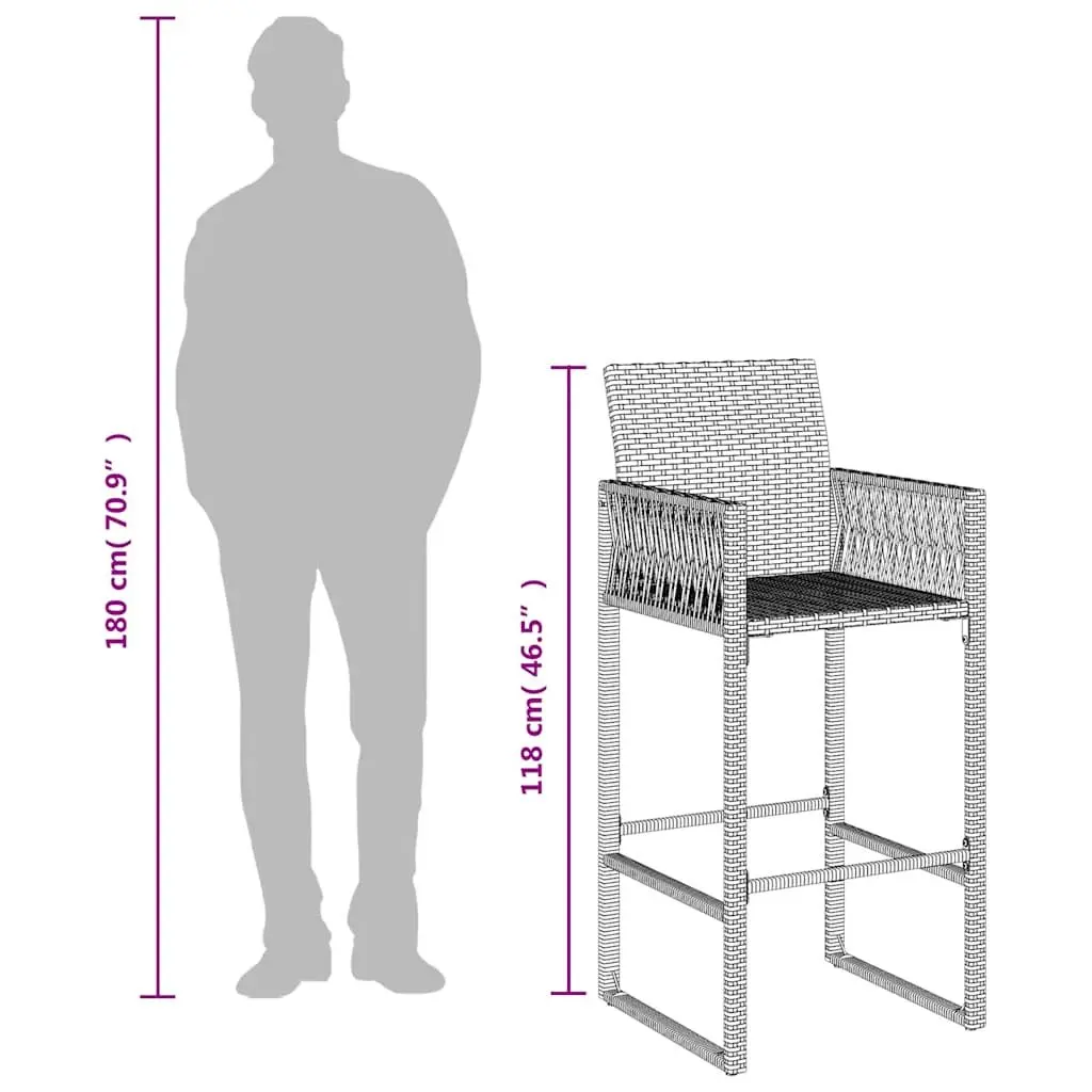 Outdoor Bar Stools Set of 2 with Armrests
