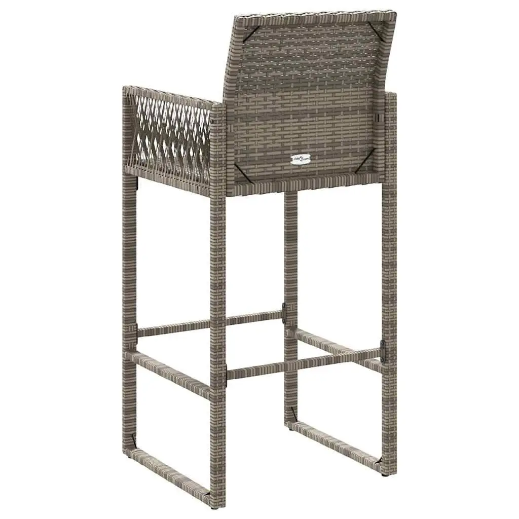 Outdoor Bar Stools PE Rattan Grey 2 Piece