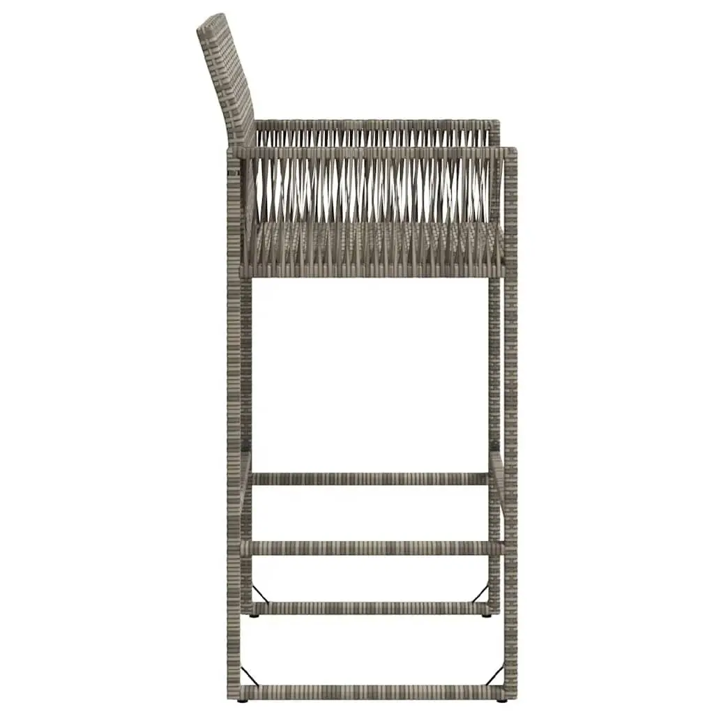 Outdoor Bar Stools PE Rattan Grey 2 Piece