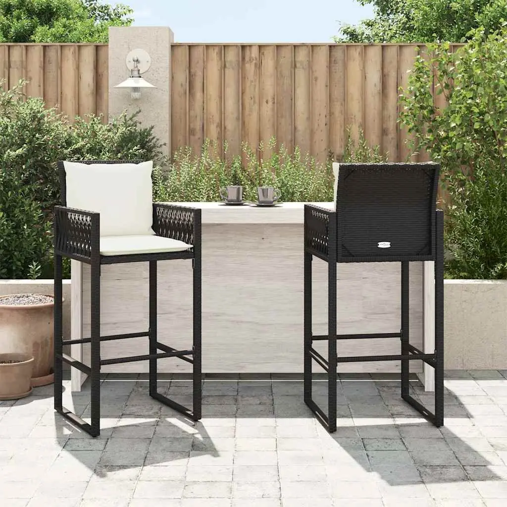 Outdoor Bar Stools Set with Cushions and Armrests