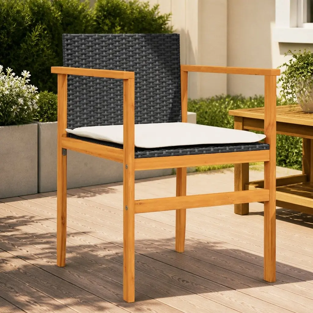 Black Poly Rattan Outdoor Chairs 2 pcs Set
