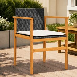 Durable Black Poly Rattan Outdoor Chairs 2 pcs Set