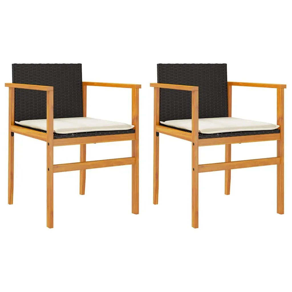 Black Poly Rattan Outdoor Chairs 2 pcs Set