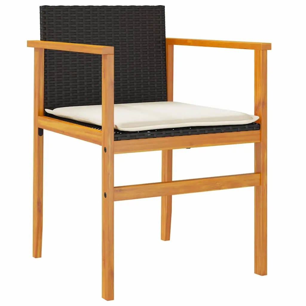 Black Poly Rattan Outdoor Chairs 2 pcs Set
