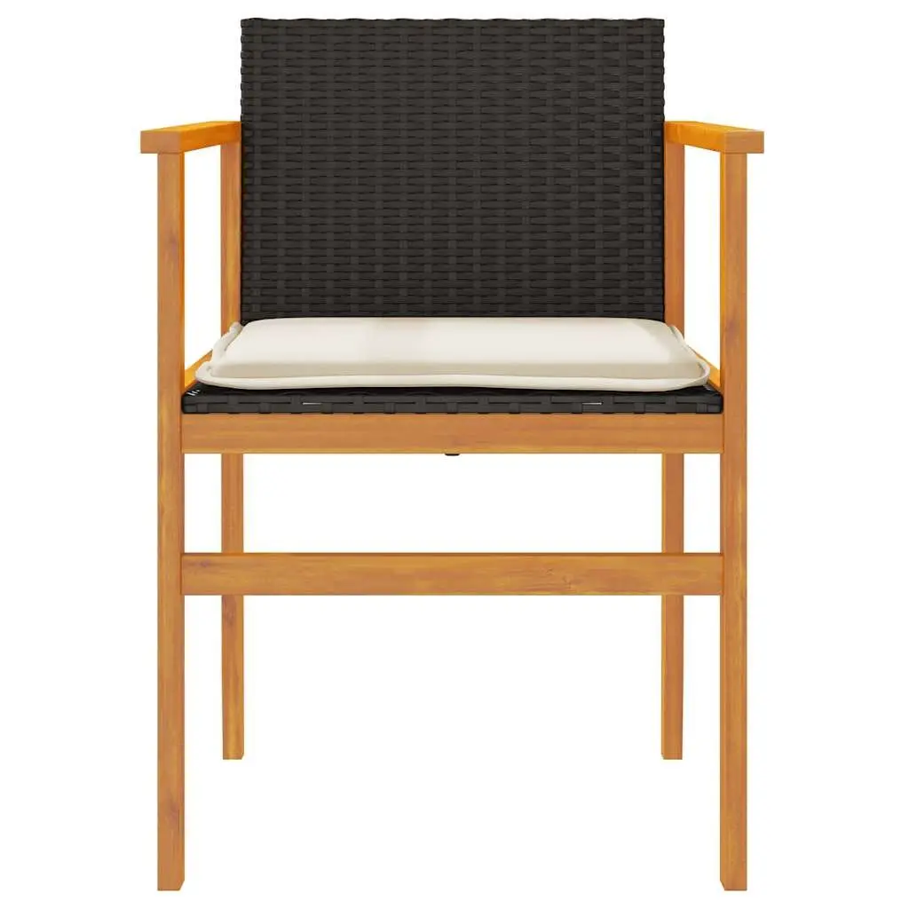 Black Poly Rattan Outdoor Chairs 2 pcs Set