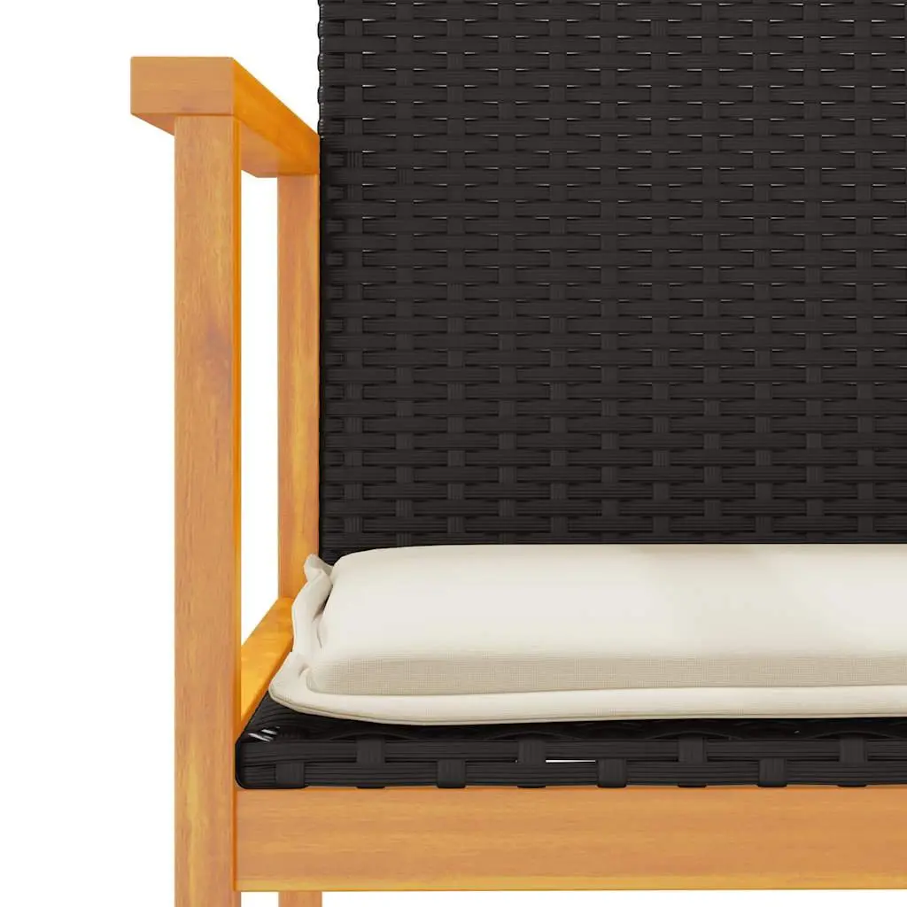 Black Poly Rattan Outdoor Chairs 2 pcs Set