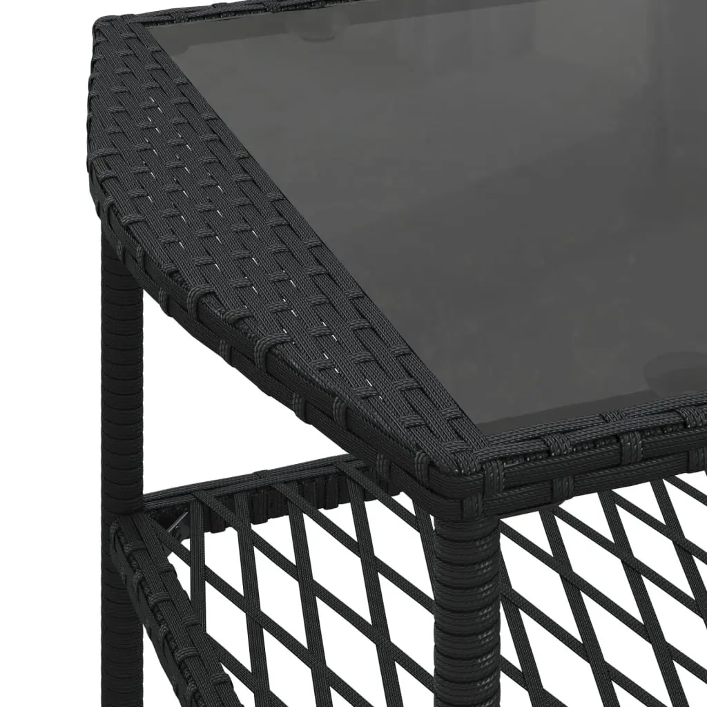 4 Piece Black Poly Rattan Garden Sofa Set