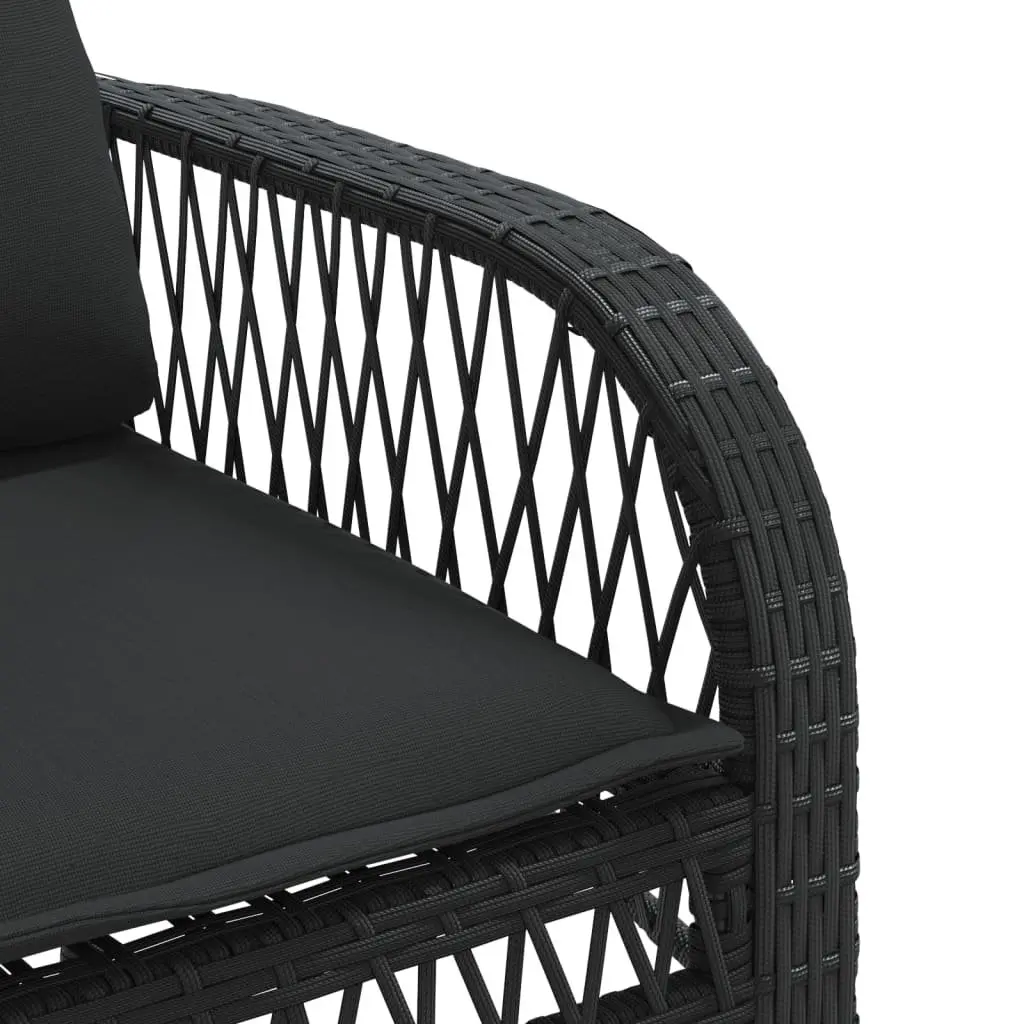 4 Piece Black Poly Rattan Garden Sofa Set