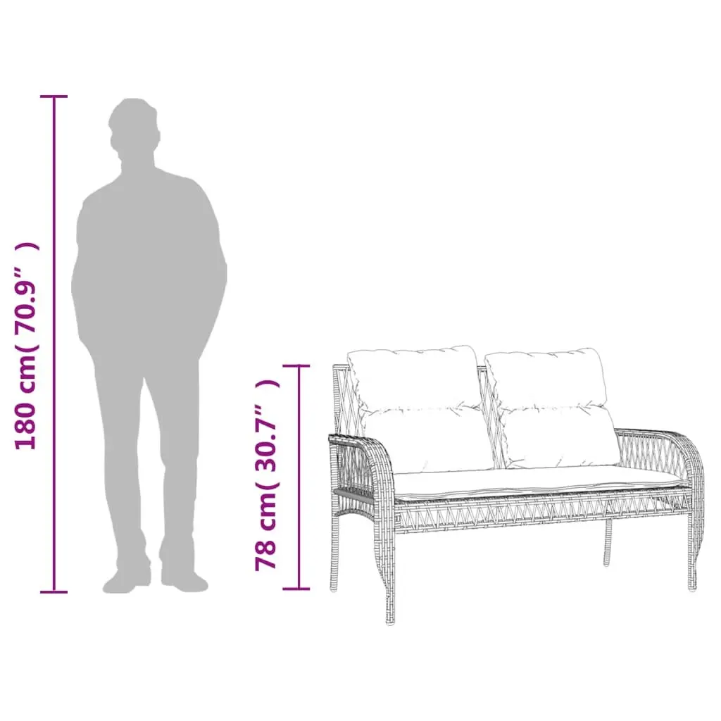 Garden Sofa Set PE Rattan Powder-coated Steel 4 Piece Beige