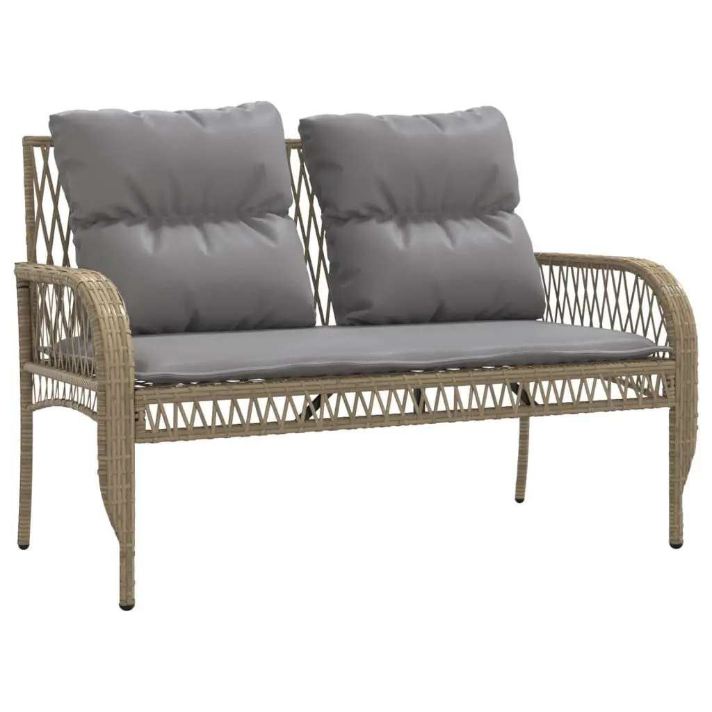 Garden Sofa Set PE Rattan Powder-coated Steel 4 Piece Beige