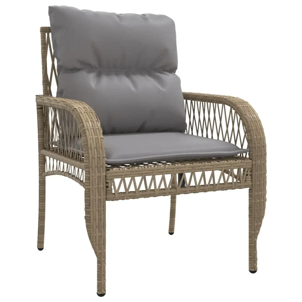 Garden Sofa Set PE Rattan Powder-coated Steel 4 Piece Beige