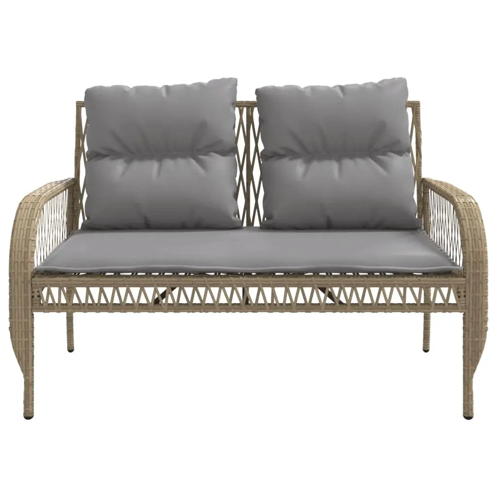 Garden Sofa Set PE Rattan Powder-coated Steel 4 Piece Beige