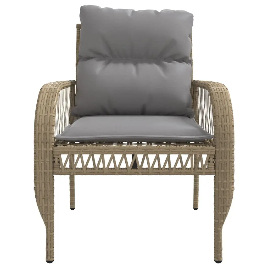 Garden Sofa Set PE Rattan Powder-coated Steel 4 Piece Beige