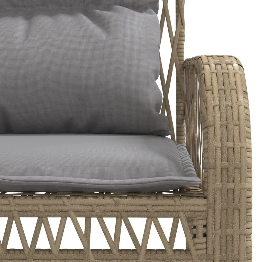 Garden Sofa Set PE Rattan Powder-coated Steel 4 Piece Beige