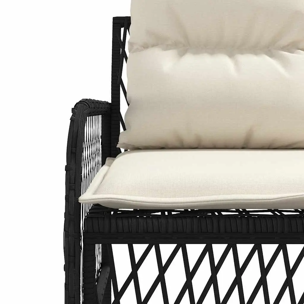 2 Piece Black Garden Sofa Set with Cushions