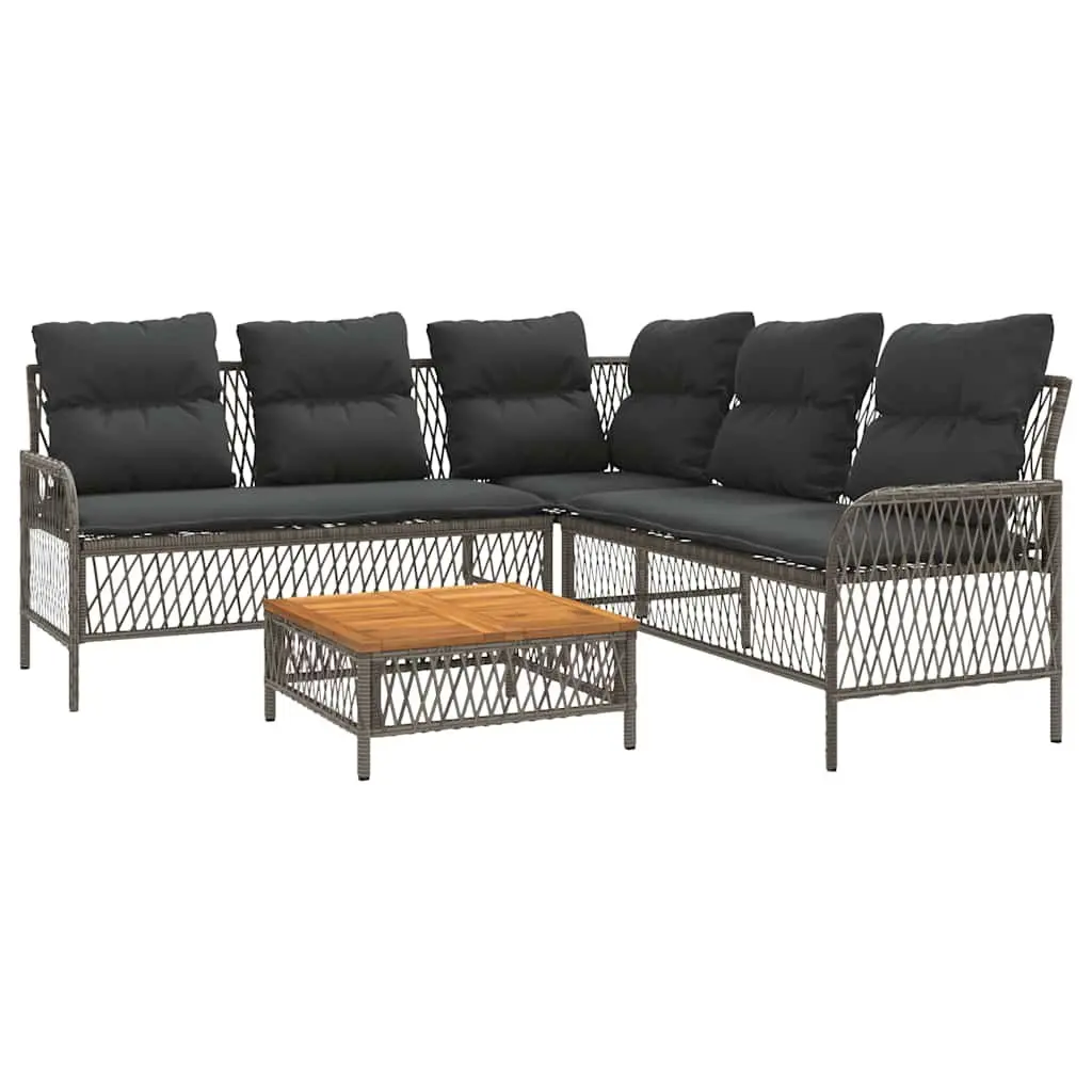 Garden Sofa Set PE Rattan 2 Piece Grey with Cushions