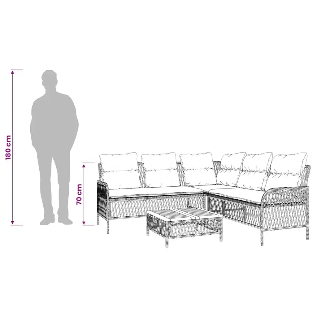 Garden Sofa Set PE Rattan 2 Piece Grey with Cushions