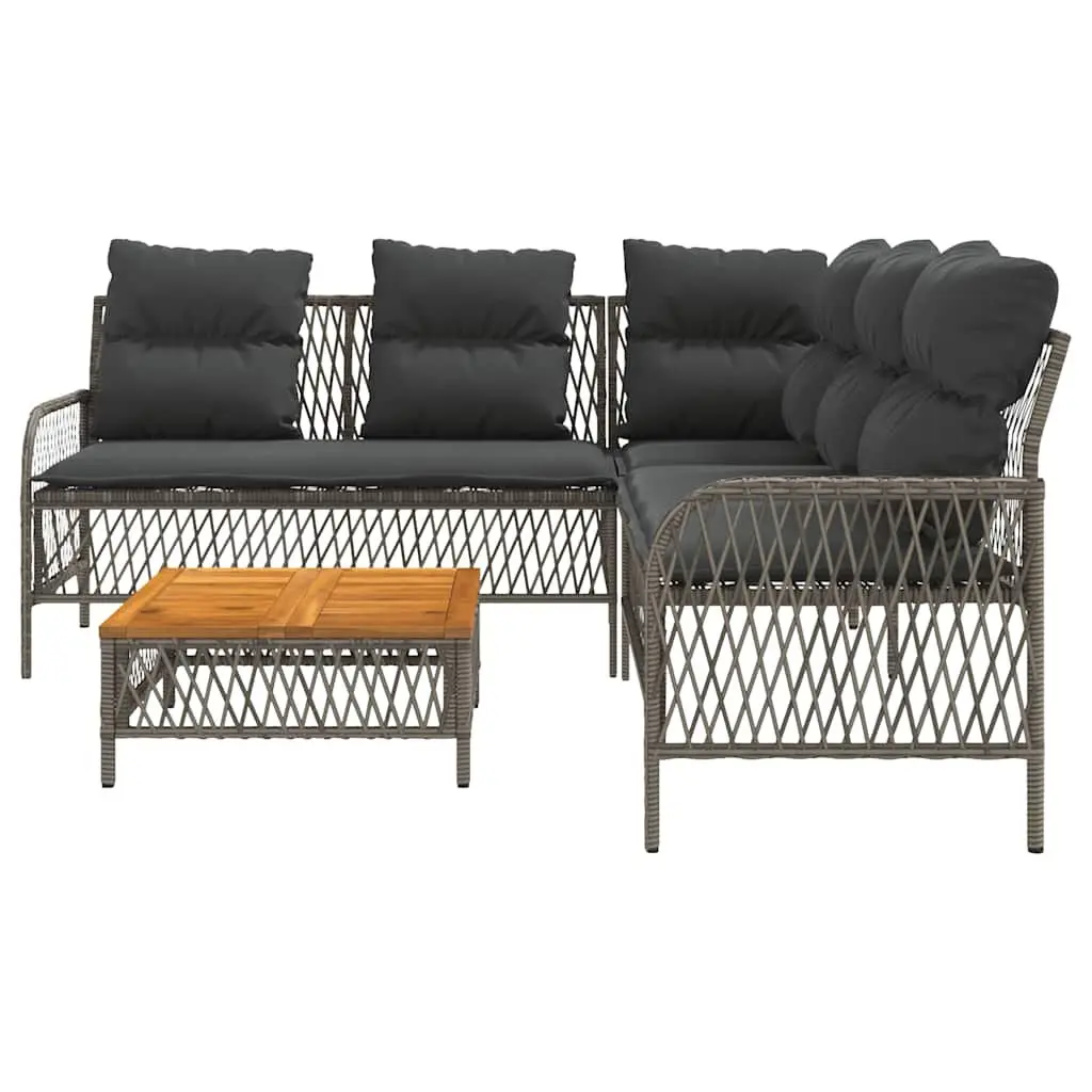 Garden Sofa Set PE Rattan 2 Piece Grey with Cushions