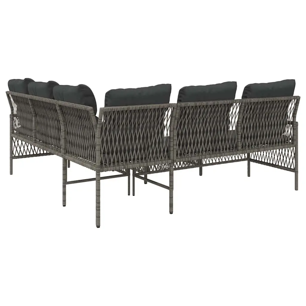 Garden Sofa Set PE Rattan 2 Piece Grey with Cushions
