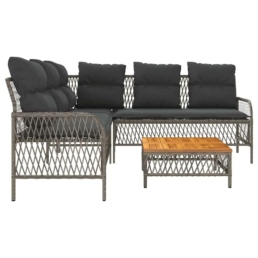 Garden Sofa Set PE Rattan 2 Piece Grey with Cushions