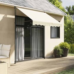 Durable Cream Retractable Awning 250x150 cm with Crank Handle